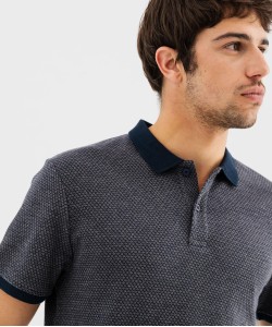 Polo manches courtes en coton à motifs géométriques homm